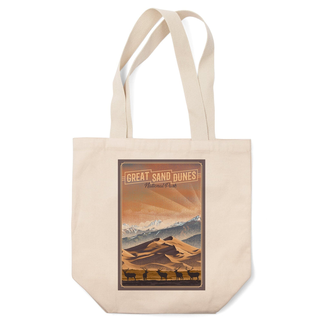 Great Sand Dunes National Park, Colorado, Lithograph National Park Series, Lantern Press Artwork, Tote Bag Totes Lantern Press 