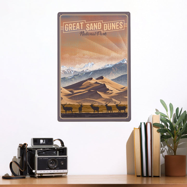 Great Sand Dunes National Park, Colorado, Lithograph National Park Series, Metal Signs Metal Lantern Press 