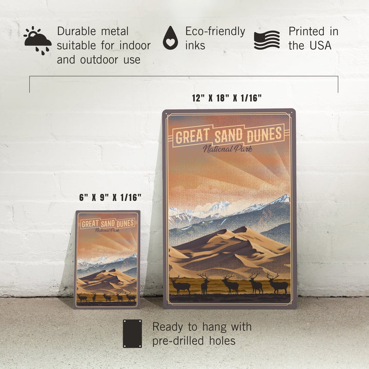 Great Sand Dunes National Park, Colorado, Lithograph National Park Series, Metal Signs Metal Lantern Press 