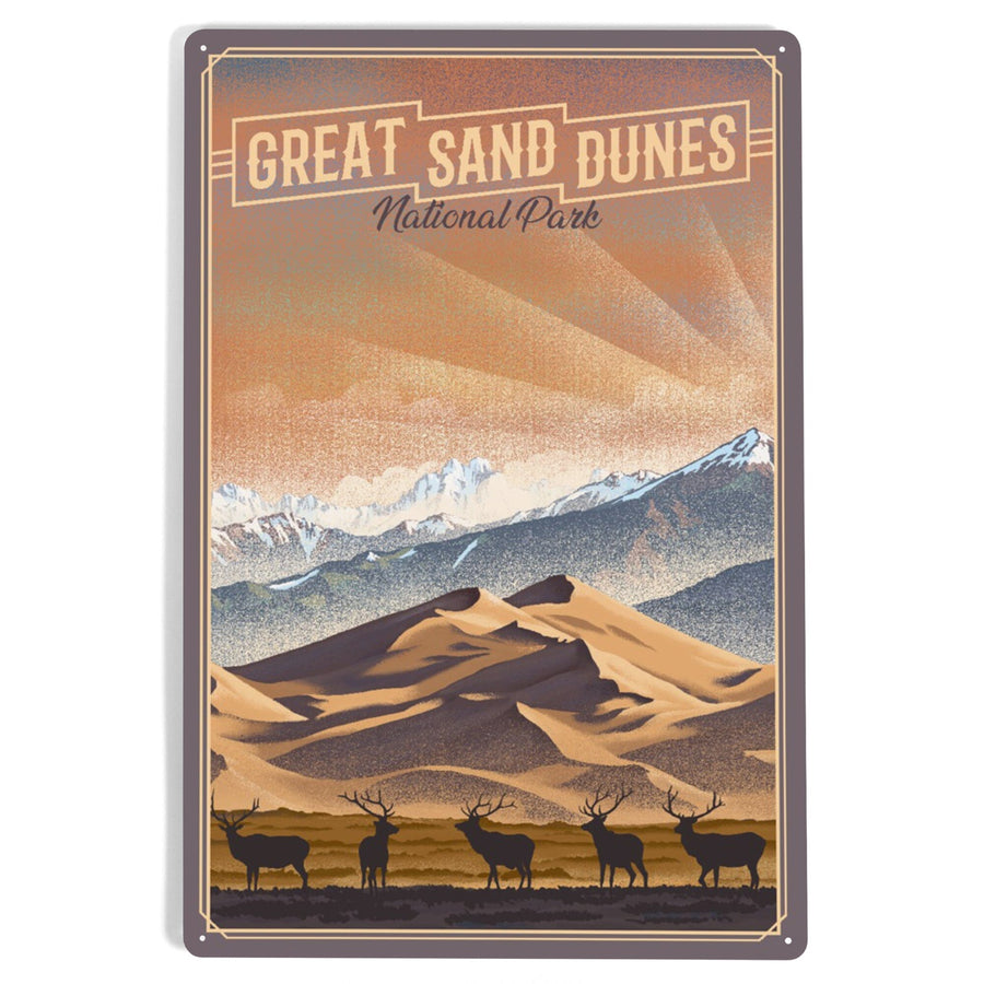 Great Sand Dunes National Park, Colorado, Lithograph National Park Series, Metal Signs Metal Lantern Press 