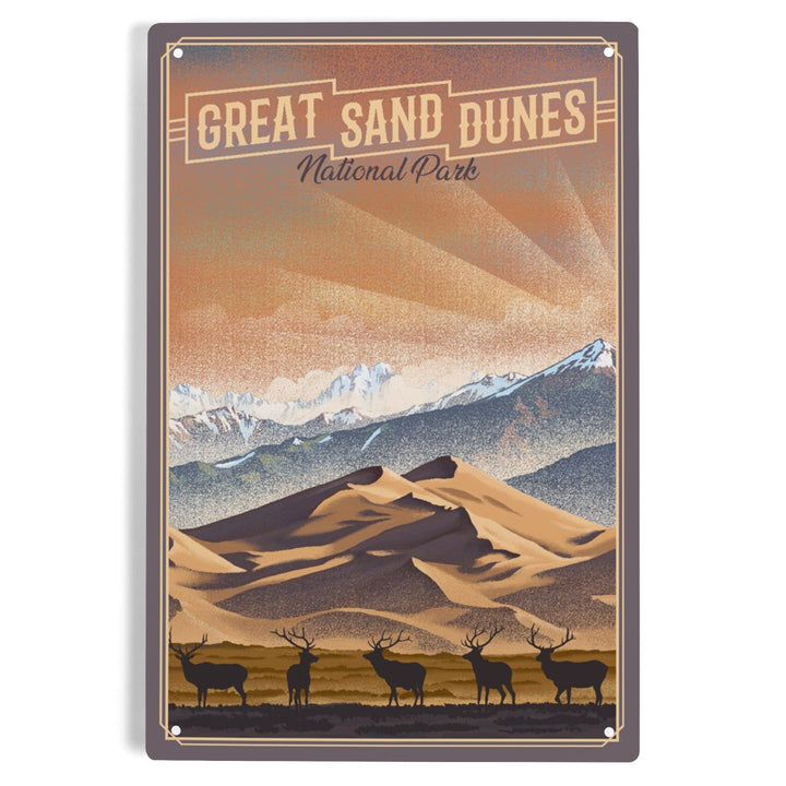 Great Sand Dunes National Park, Colorado, Lithograph National Park Series, Metal Signs Metal Lantern Press 