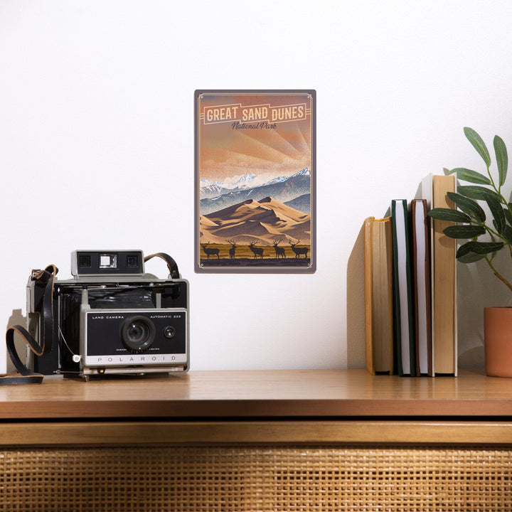 Great Sand Dunes National Park, Colorado, Lithograph National Park Series, Metal Signs Metal Lantern Press 