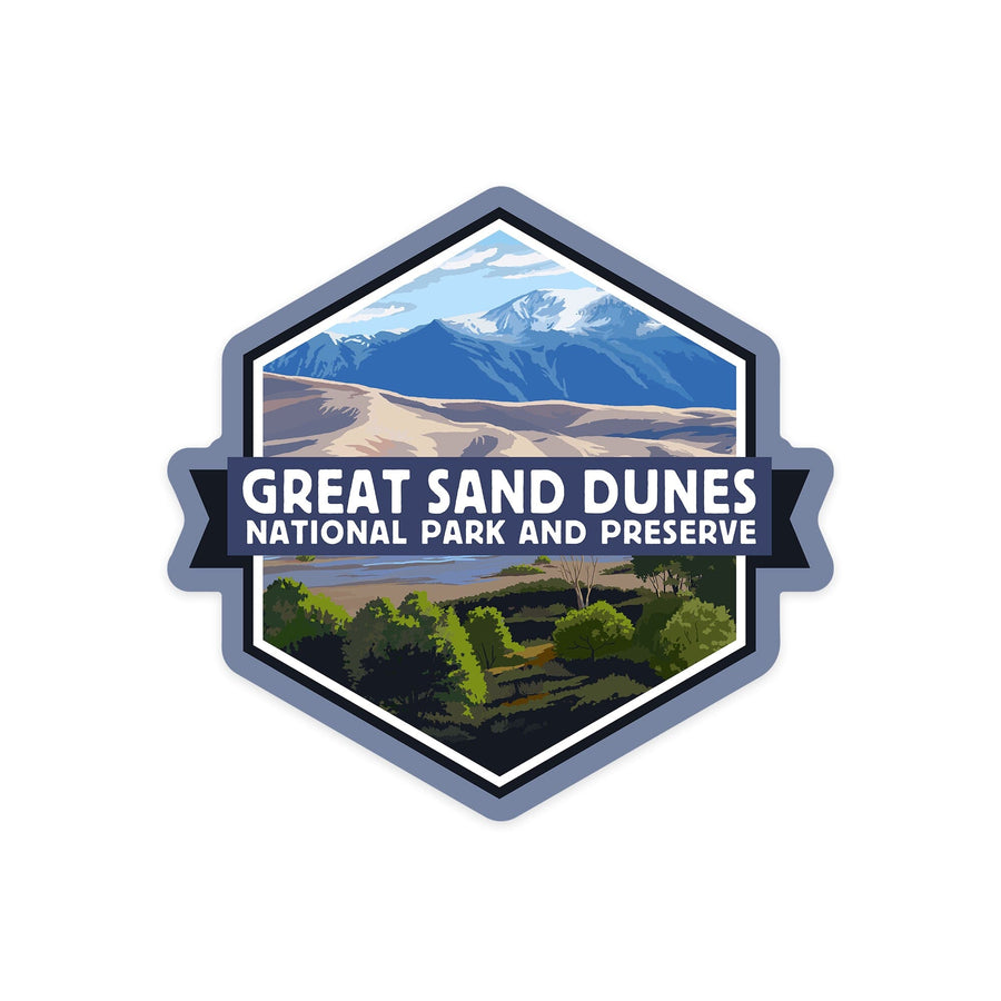 Great Sand Dunes National Park & Preserve, Colorado, Contour, Lantern Press Artwork, Vinyl Sticker Sticker Lantern Press 