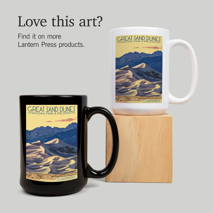 Great Sand Dunes National Park & Preserve, Colorado, Dunes at Sunset, Lantern Press Artwork, Ceramic Mug Mugs Lantern Press 