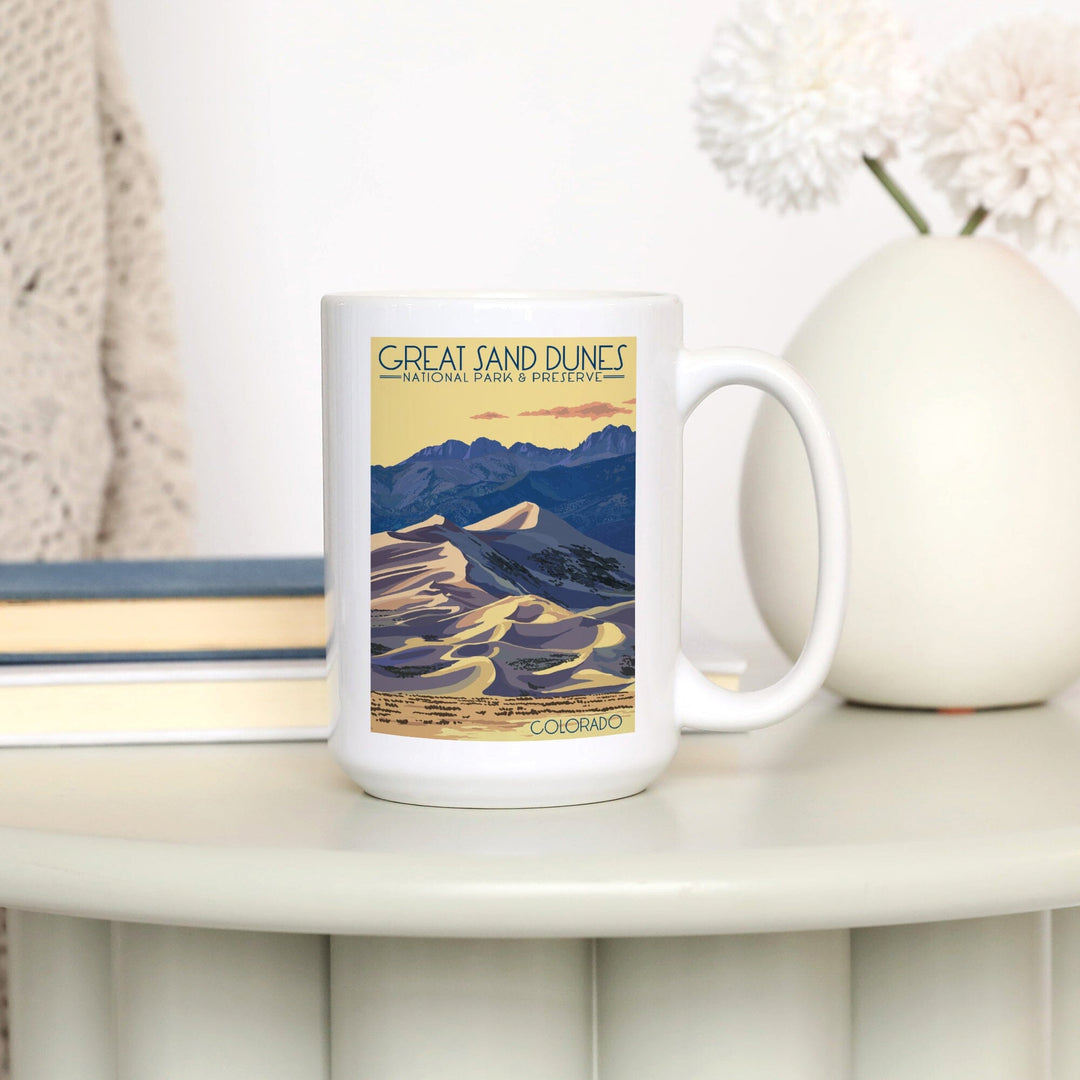 Great Sand Dunes National Park & Preserve, Colorado, Dunes at Sunset, Lantern Press Artwork, Ceramic Mug Mugs Lantern Press 