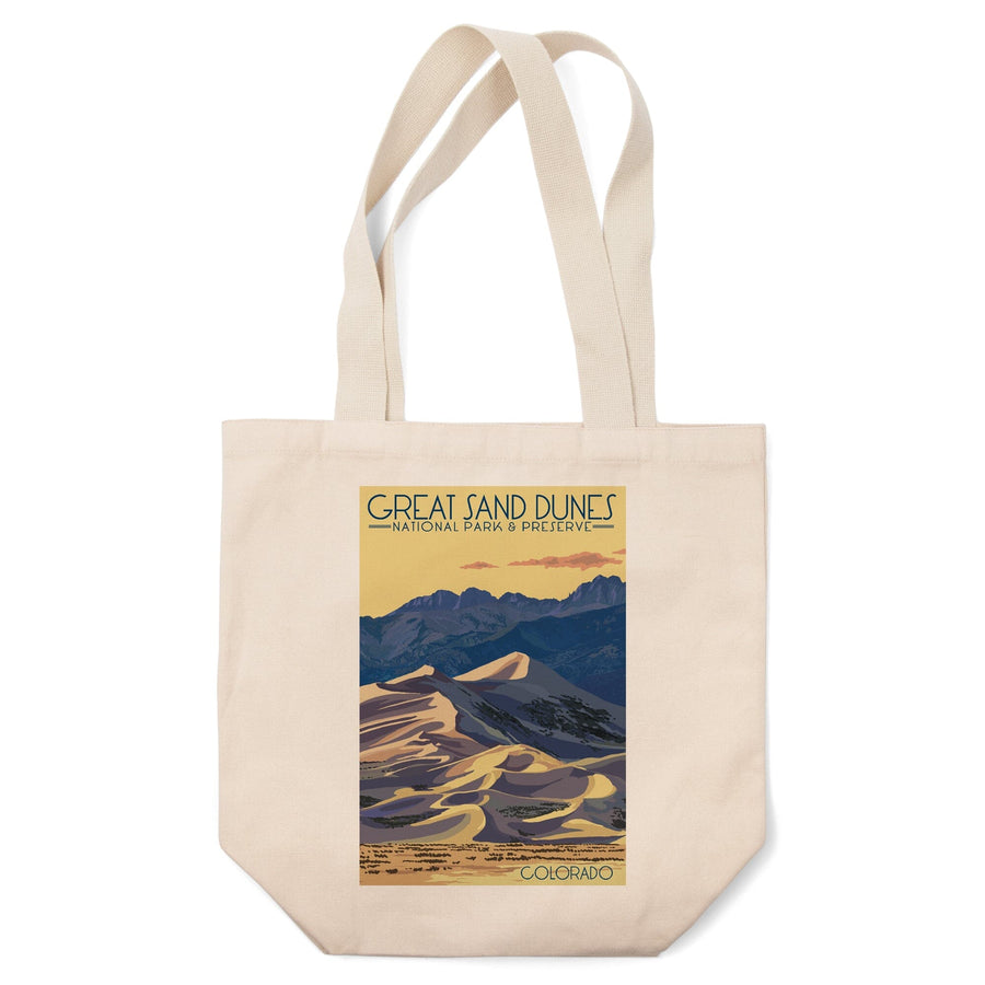 Great Sand Dunes National Park & Preserve, Colorado, Dunes at Sunset, Lantern Press Artwork, Tote Bag Totes Lantern Press 