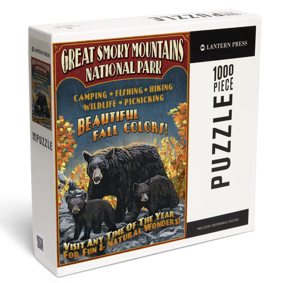 Great Smoky Mountain National Park, Tennessee, Black Bears Vintage Sign, Jigsaw Puzzle Puzzle Lantern Press 