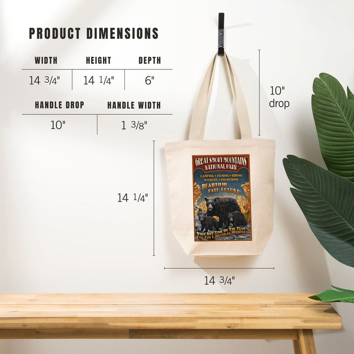 Great Smoky Mountain National Park, Tennessee, Black Bears Vintage Sign, Tote Bag Totes Lantern Press 