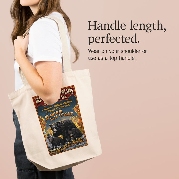 Great Smoky Mountain National Park, Tennessee, Black Bears Vintage Sign, Tote Bag Totes Lantern Press 