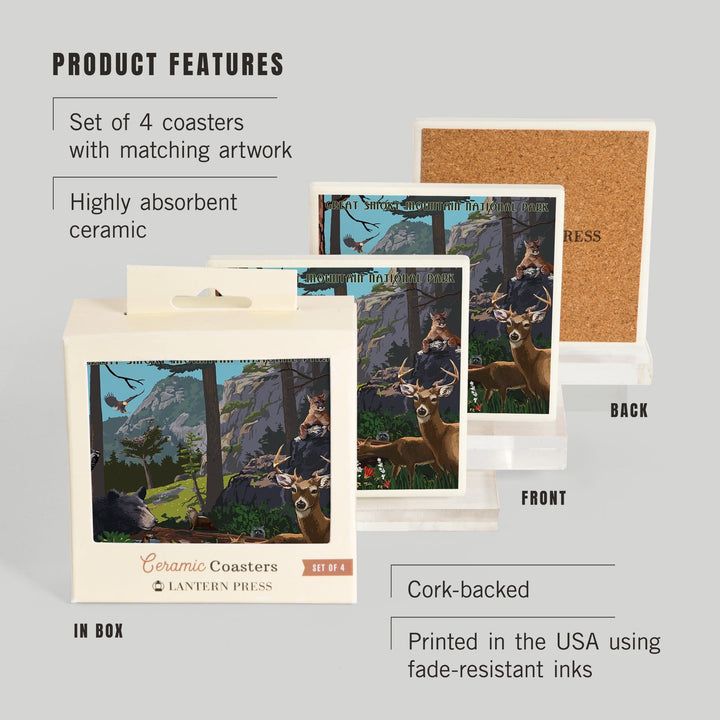 Great Smoky Mountain National Park, Tennessee, Wildlife Utopia, Coasters Coasters Lantern Press 