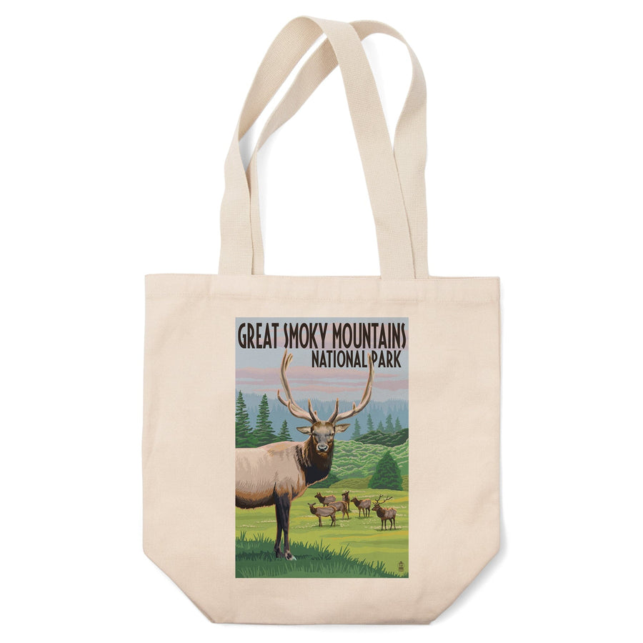 Great Smoky Mountains National Park, Elk Herd, Lantern Press Artwork, Tote Bag Totes Lantern Press 