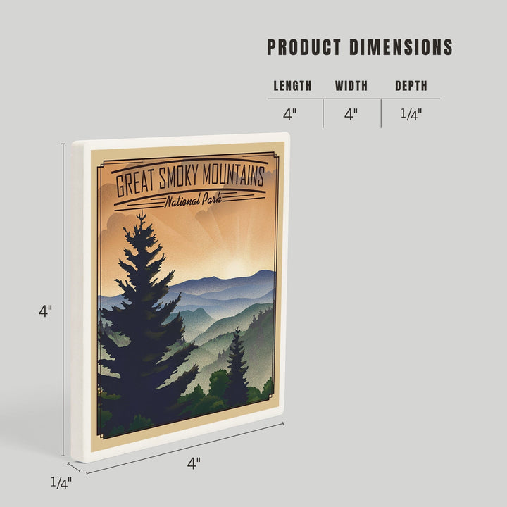 Great Smoky Mountains National Park, Lithograph, Coasters Coasters Lantern Press 