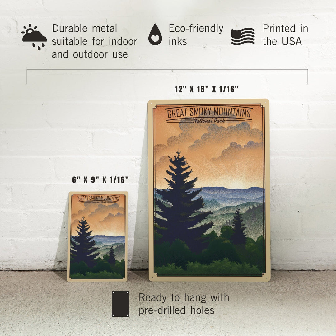 Great Smoky Mountains National Park, Lithograph National Park Series, Metal Signs Metal Lantern Press 