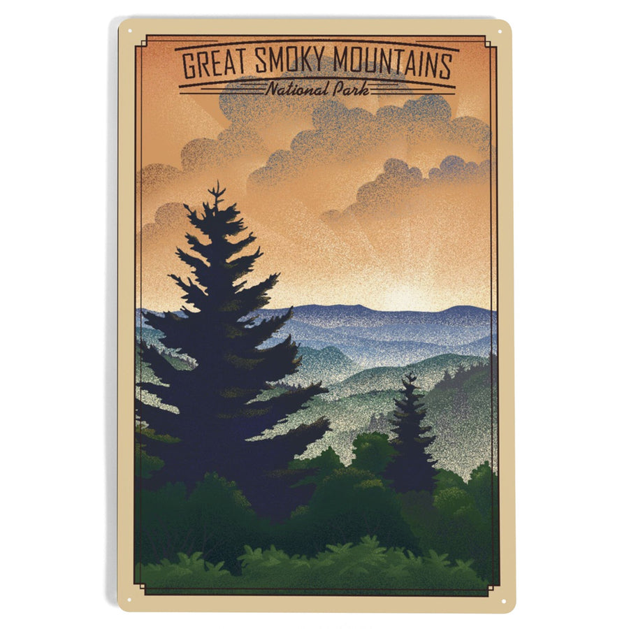 Great Smoky Mountains National Park, Lithograph National Park Series, Metal Signs Metal Lantern Press 