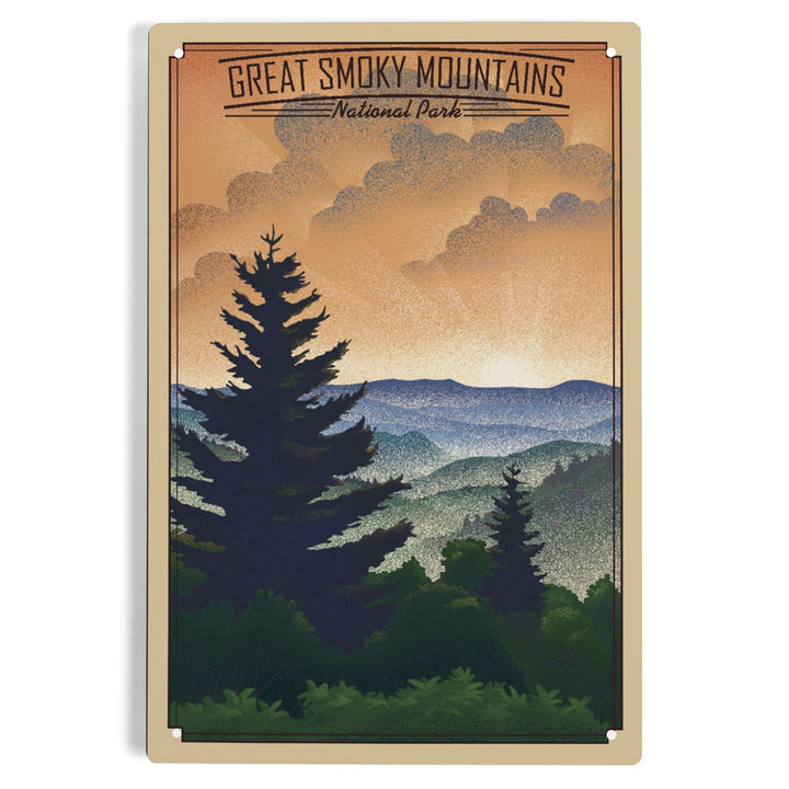 Great Smoky Mountains National Park, Lithograph National Park Series, Metal Signs Metal Lantern Press 