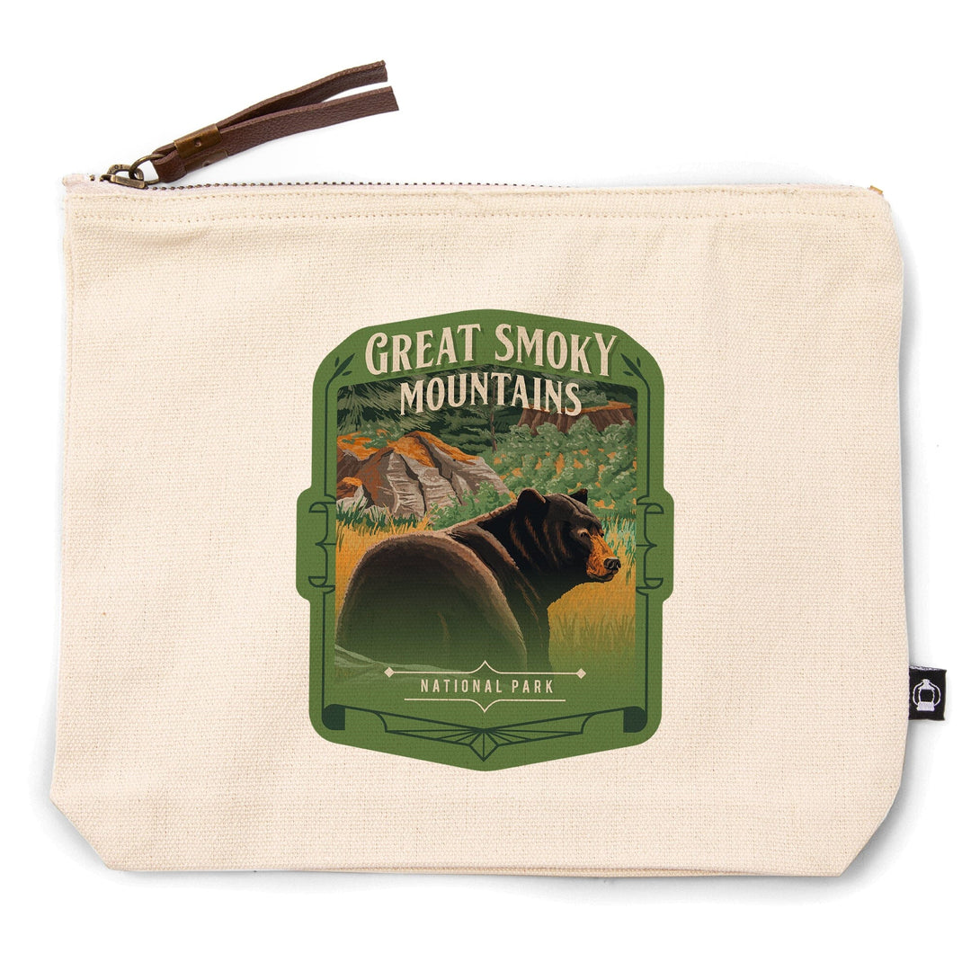 Great Smoky Mountains National Park, NC, Painterly National Park Series,, Organic Cotton Zipper Pouch, Go Bag Go Bag Lantern Press 