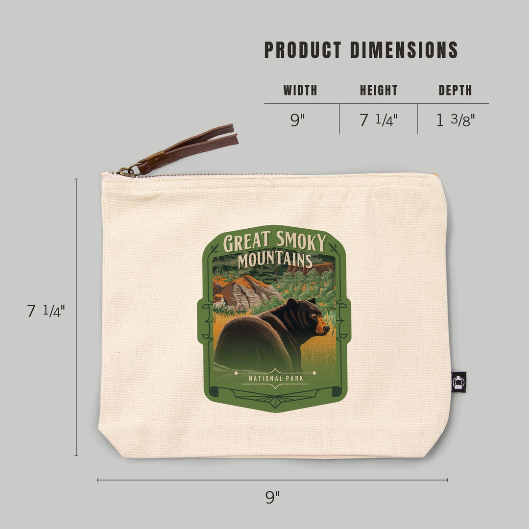 Great Smoky Mountains National Park, NC, Painterly National Park Series,, Organic Cotton Zipper Pouch, Go Bag Go Bag Lantern Press 