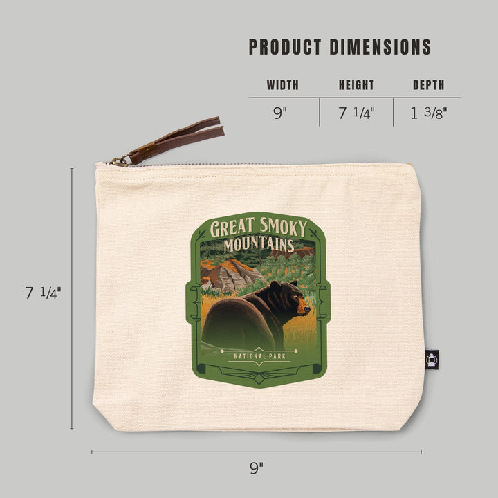 Great Smoky Mountains National Park, NC, Painterly National Park Series,, Organic Cotton Zipper Pouch, Go Bag Go Bag Lantern Press 