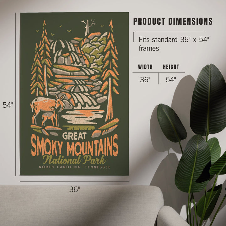 Great Smoky Mountains National Park, North Carolina, Distressed Vector, Art & Giclee Prints Art Lantern Press 