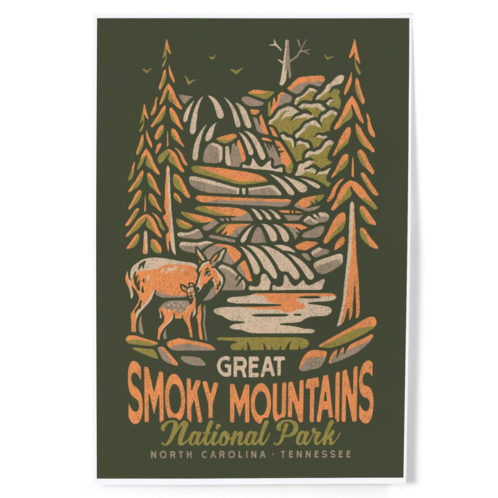 Great Smoky Mountains National Park, North Carolina, Distressed Vector, Art & Giclee Prints Art Lantern Press 