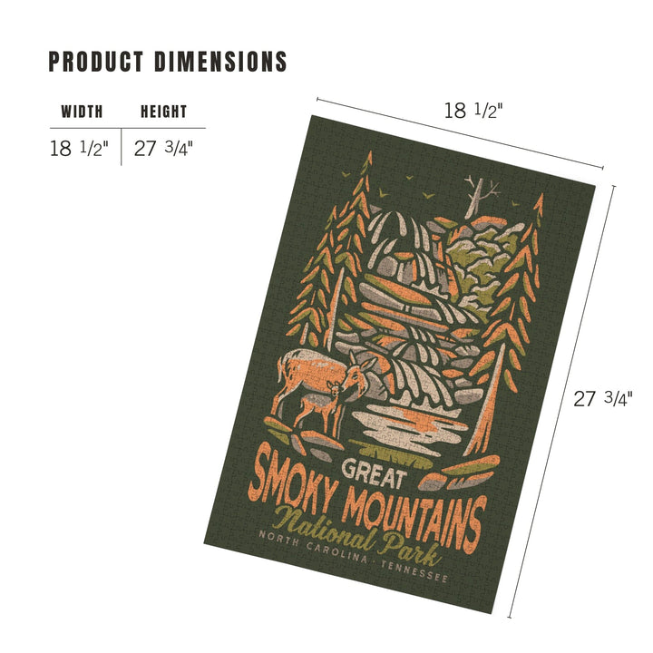 Great Smoky Mountains National Park, North Carolina, Distressed Vector, Jigsaw Puzzle Puzzle Lantern Press 