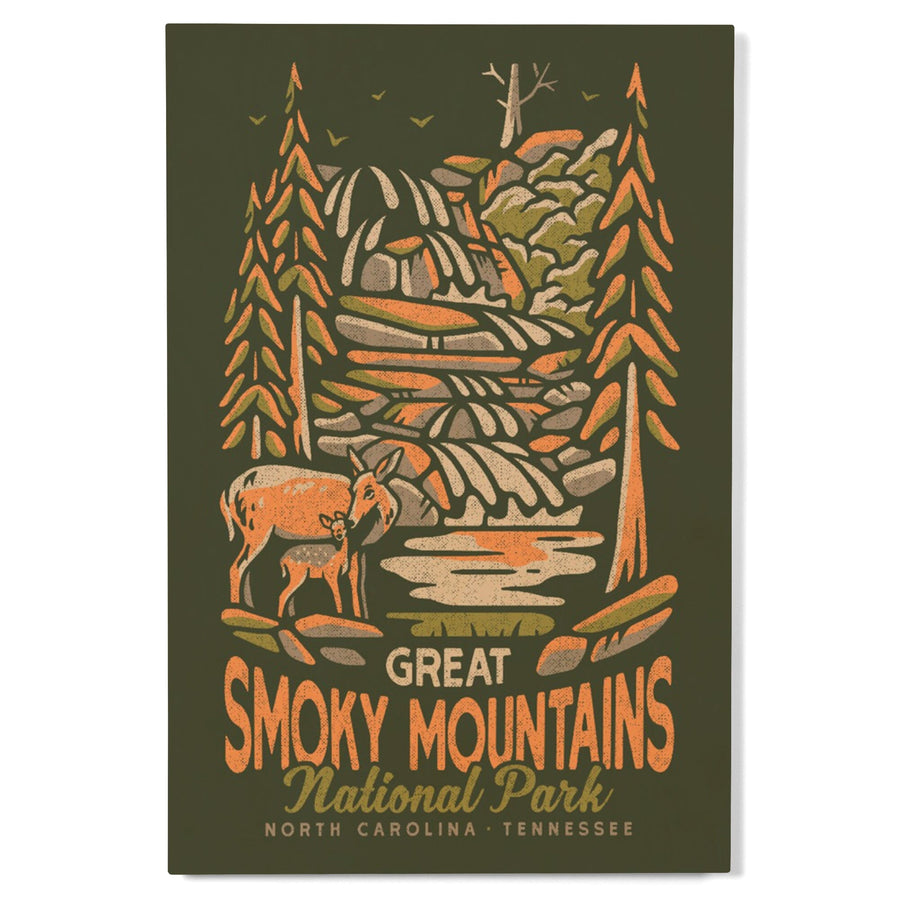 Great Smoky Mountains National Park, North Carolina, Distressed Vector, Lantern Press Artwork, Wood Signs and Postcards Wood Lantern Press 