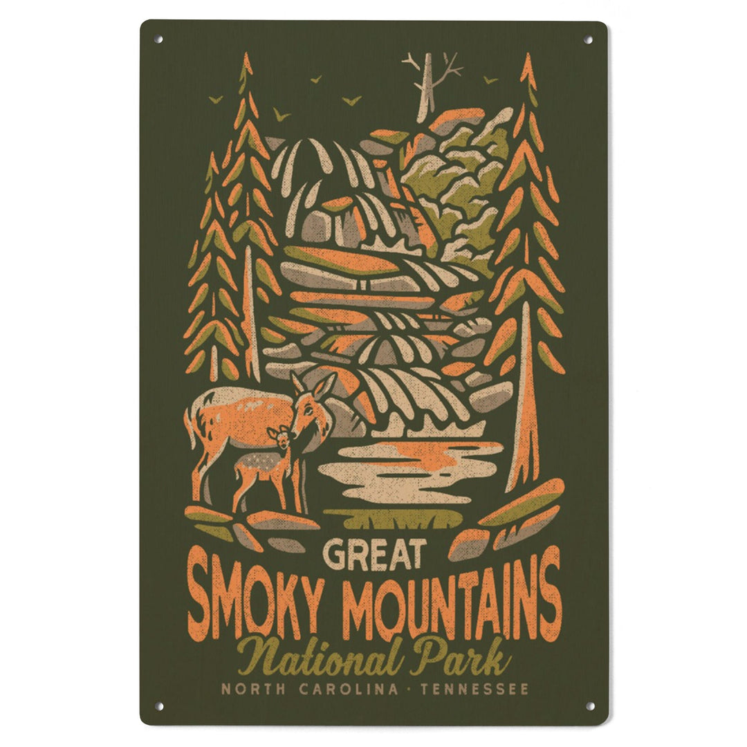 Great Smoky Mountains National Park, North Carolina, Distressed Vector, Lantern Press Artwork, Wood Signs and Postcards Wood Lantern Press 