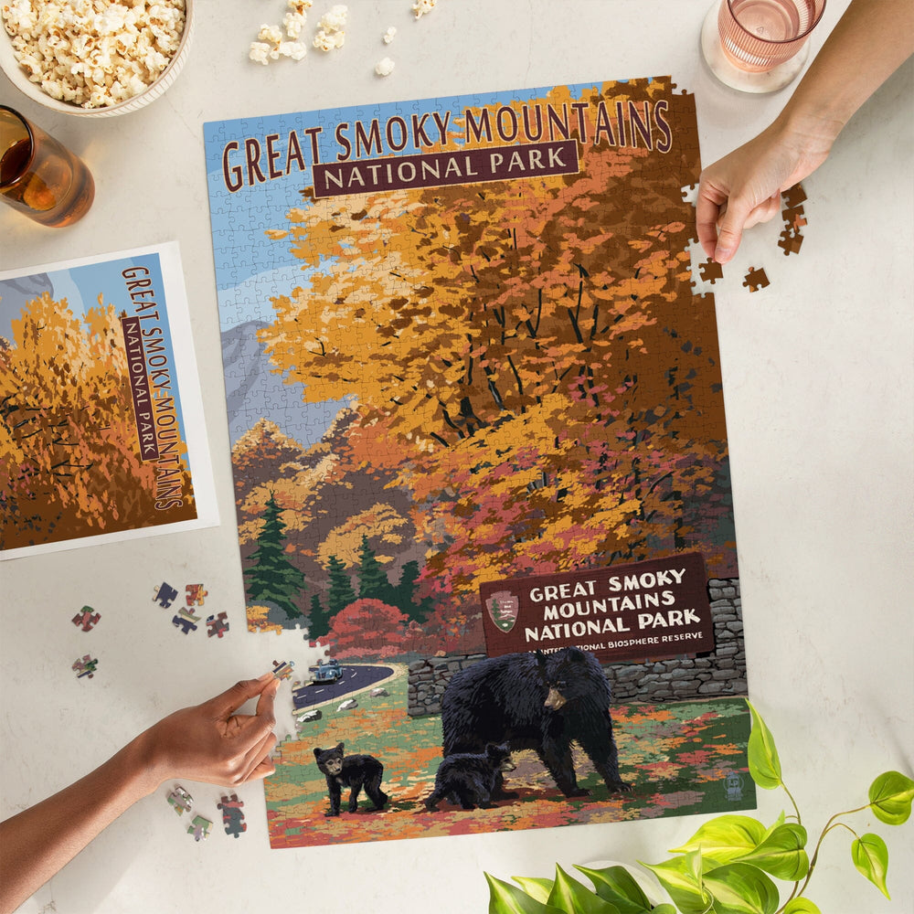 Great Smoky Mountains National Park, Park Entrance and Bear Family Press, Jigsaw Puzzle Puzzle Lantern Press 