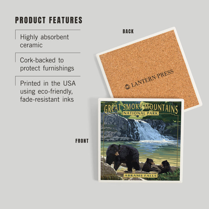 Great Smoky Mountains National Park, Tennessee, Abrams Falls, Coasters Coasters Lantern Press 