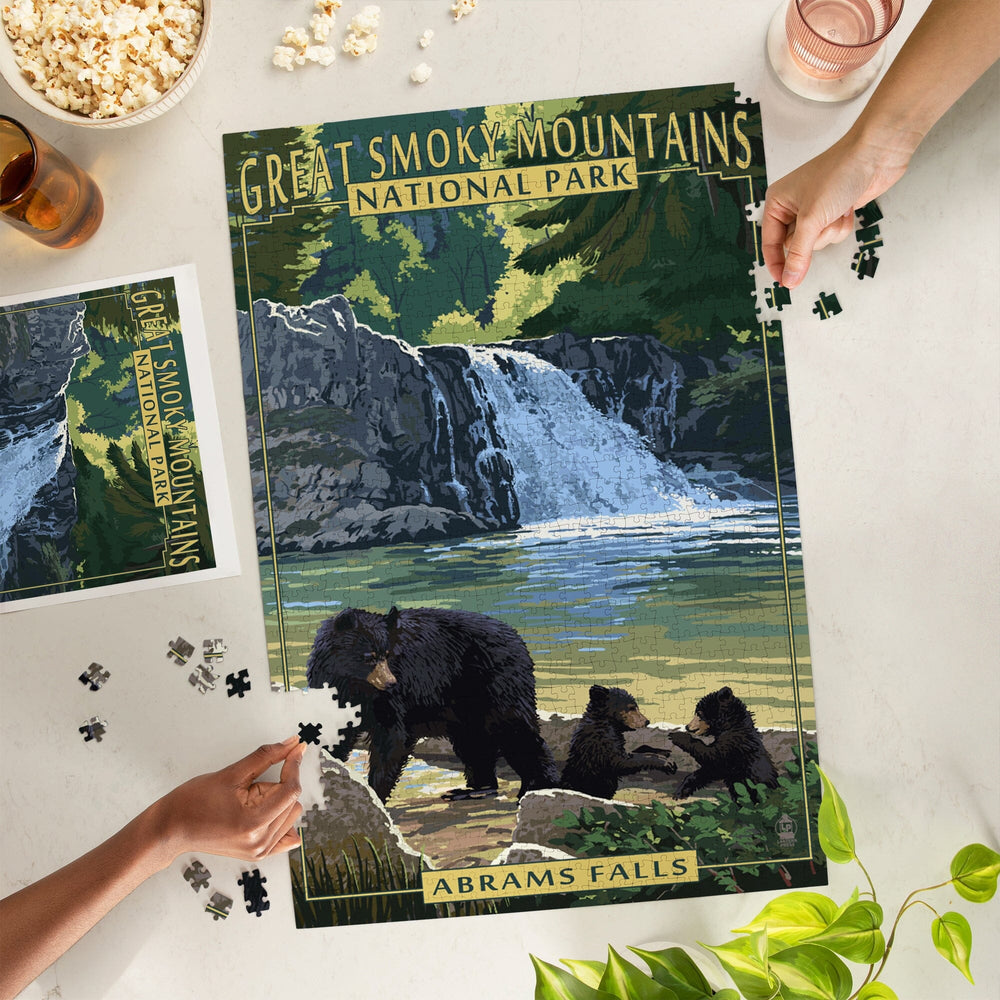 Great Smoky Mountains National Park, Tennessee, Abrams Falls, Jigsaw Puzzle Puzzle Lantern Press 