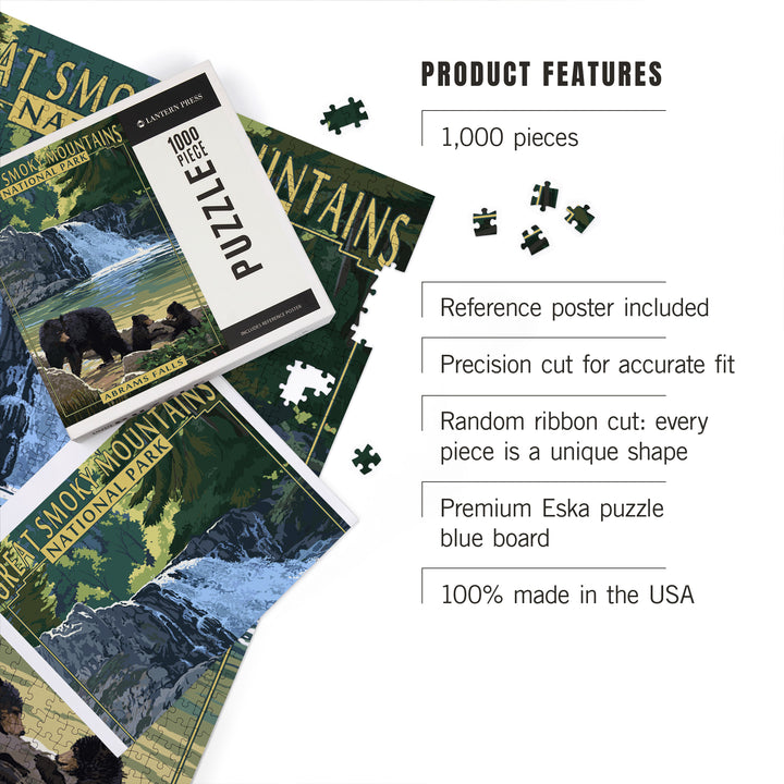 Great Smoky Mountains National Park, Tennessee, Abrams Falls, Jigsaw Puzzle Puzzle Lantern Press 