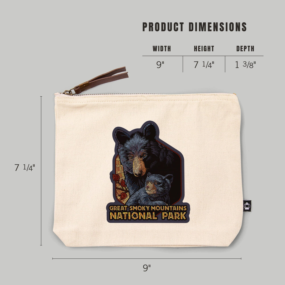 Great Smoky Mountains National Park, Tennessee, Black Bears, Mosaic,, Organic Cotton Zipper Pouch, Go Bag Go Bag Lantern Press 