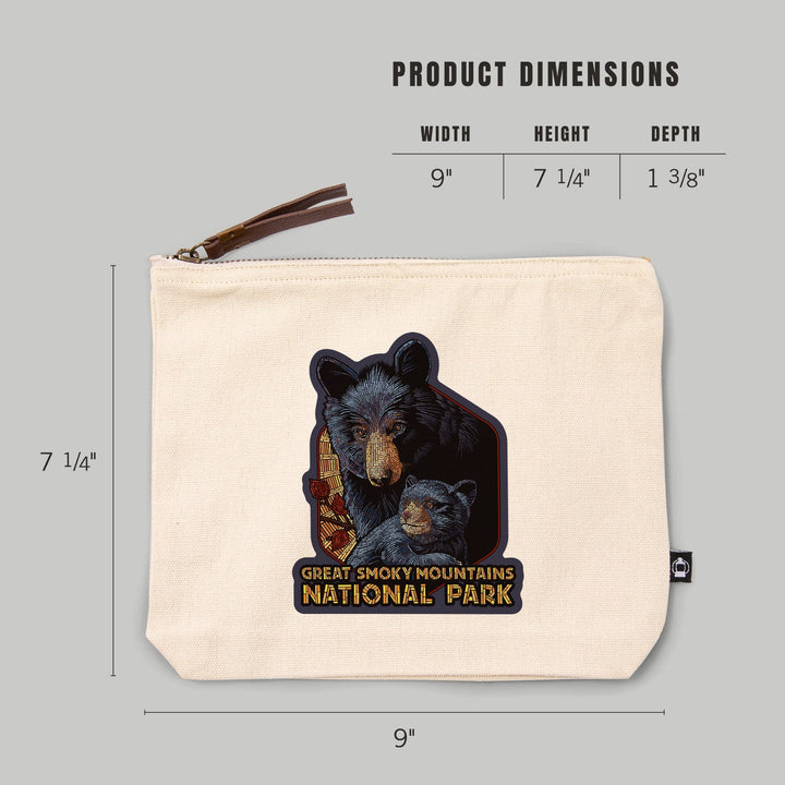 Great Smoky Mountains National Park, Tennessee, Black Bears, Mosaic,, Organic Cotton Zipper Pouch, Go Bag Go Bag Lantern Press 
