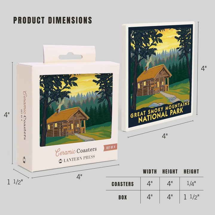 Great Smoky Mountains National Park, Tennessee, Cabin in the Woods, Coasters Coasters Lantern Press 