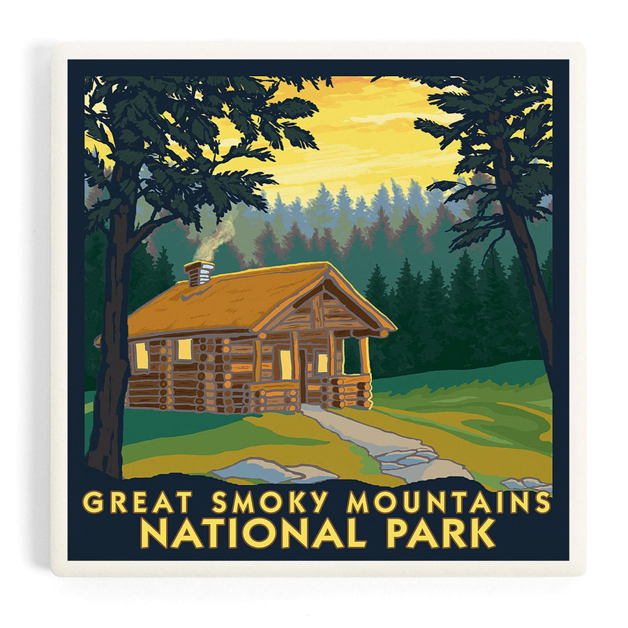 Great Smoky Mountains National Park, Tennessee, Cabin in the Woods, Coasters Coasters Lantern Press 