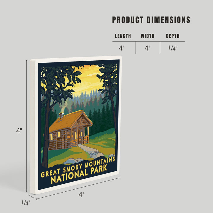 Great Smoky Mountains National Park, Tennessee, Cabin in the Woods, Coasters Coasters Lantern Press 