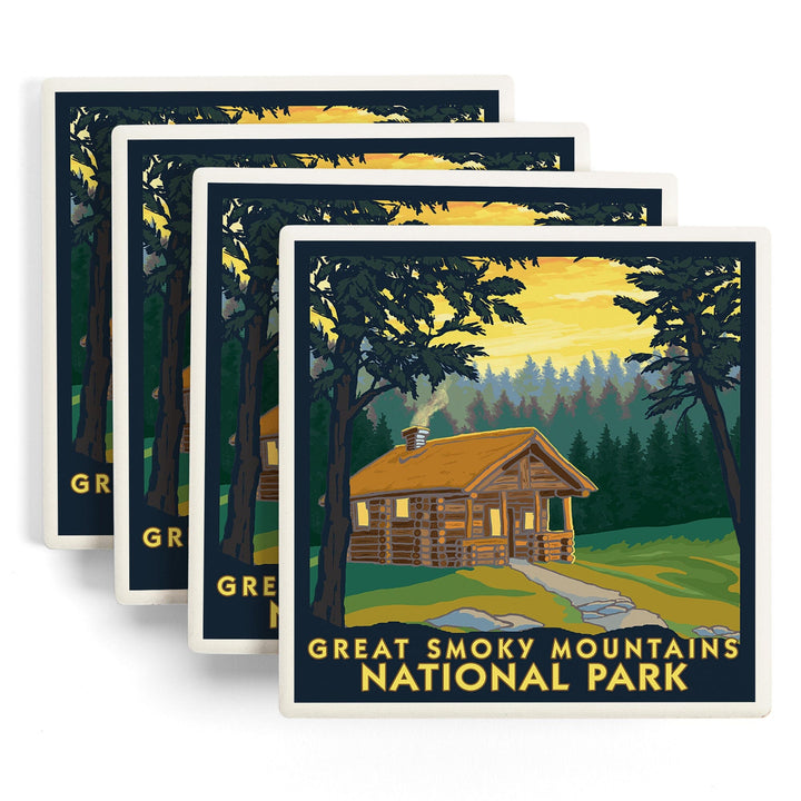 Great Smoky Mountains National Park, Tennessee, Cabin in the Woods, Coasters Coasters Lantern Press 