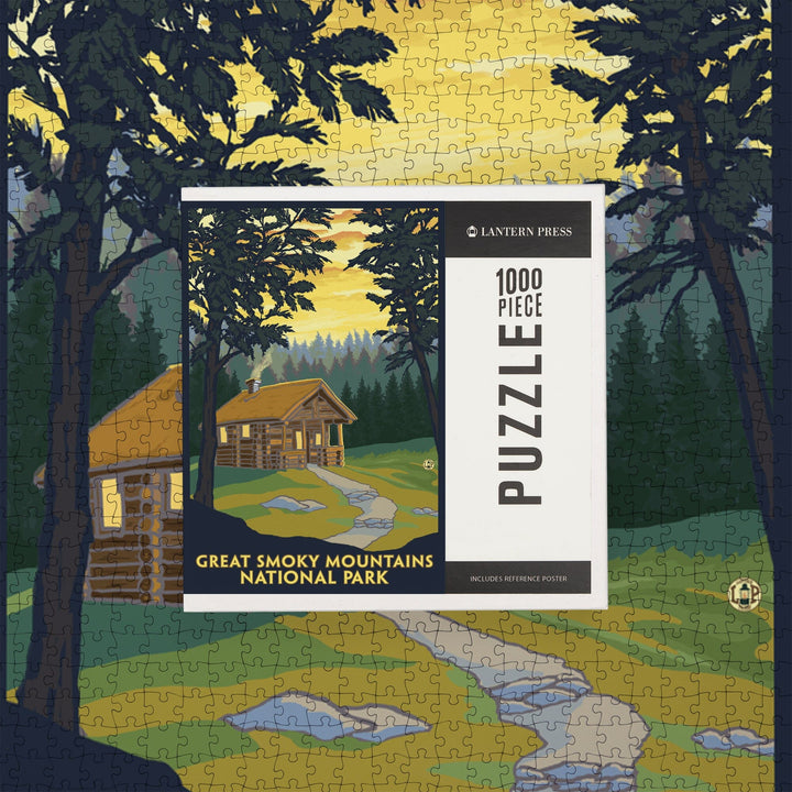 Great Smoky Mountains National Park, Tennessee, Cabin in the Woods, Jigsaw Puzzle Puzzle Lantern Press 