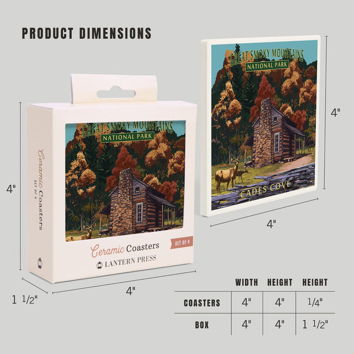 Great Smoky Mountains National Park, Tennessee, Cades Cove and John Oliver Cabin Press, Coasters Coasters Lantern Press 