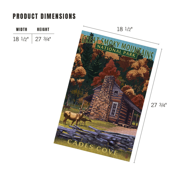 Great Smoky Mountains National Park, Tennessee, Cades Cove and John Oliver Cabin Press, Jigsaw Puzzle Puzzle Lantern Press 