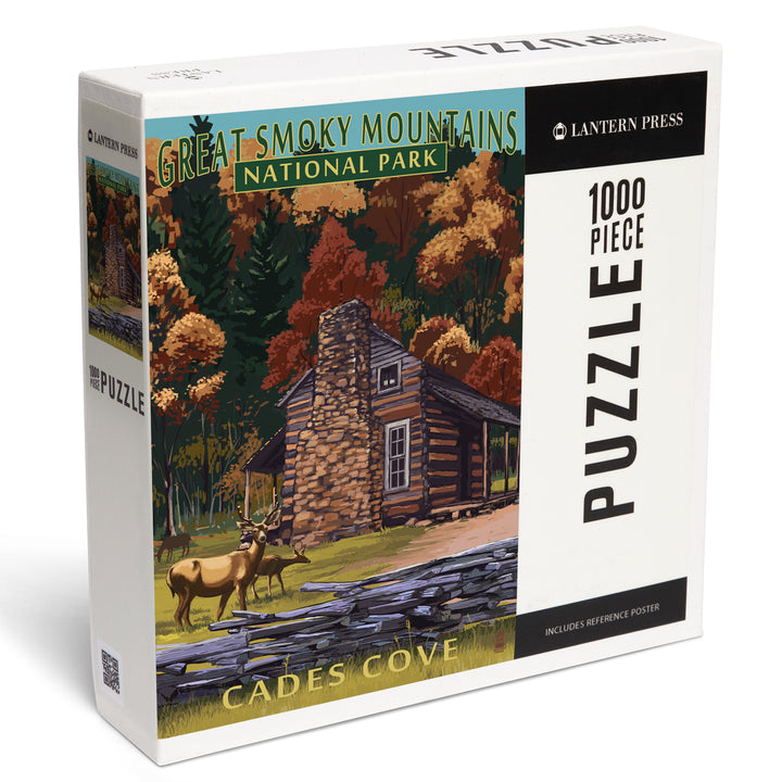 Great Smoky Mountains National Park, Tennessee, Cades Cove and John Oliver Cabin Press, Jigsaw Puzzle Puzzle Lantern Press 