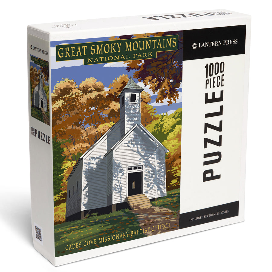 Great Smoky Mountains National Park, Tennessee, Cades Cove Baptist Church Press, Jigsaw Puzzle Puzzle Lantern Press 