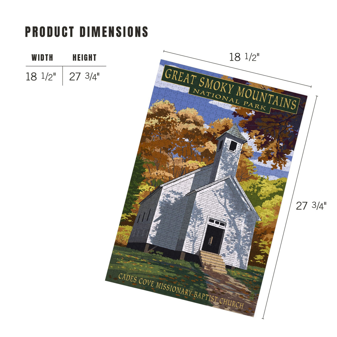 Great Smoky Mountains National Park, Tennessee, Cades Cove Baptist Church Press, Jigsaw Puzzle Puzzle Lantern Press 