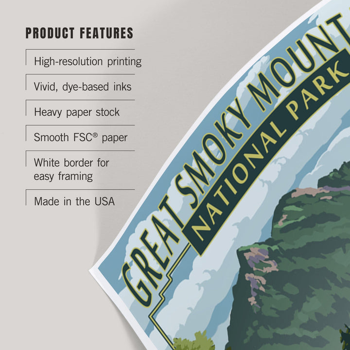Great Smoky Mountains National Park, Tennessee, Chimney Tops and Road, Art & Giclee Prints Art Lantern Press 