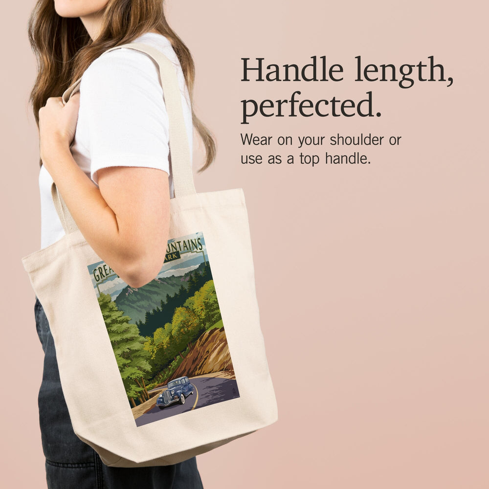 Great Smoky Mountains National Park, Tennessee, Chimney Tops and Road, Tote Bag Totes Lantern Press 