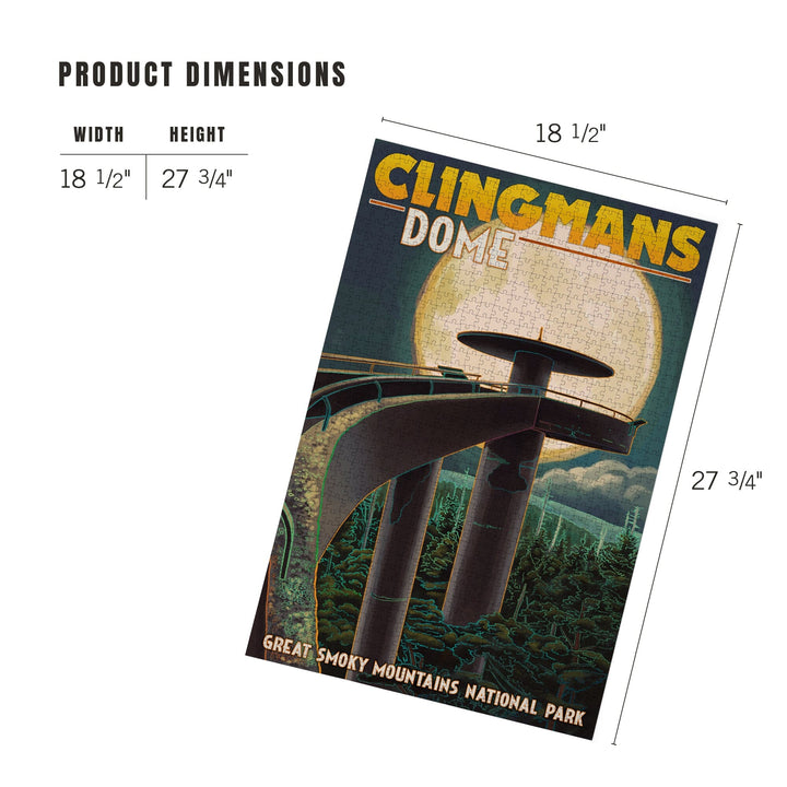 Great Smoky Mountains National Park, Tennessee, Clingmans Dome and Moon, Jigsaw Puzzle Puzzle Lantern Press 