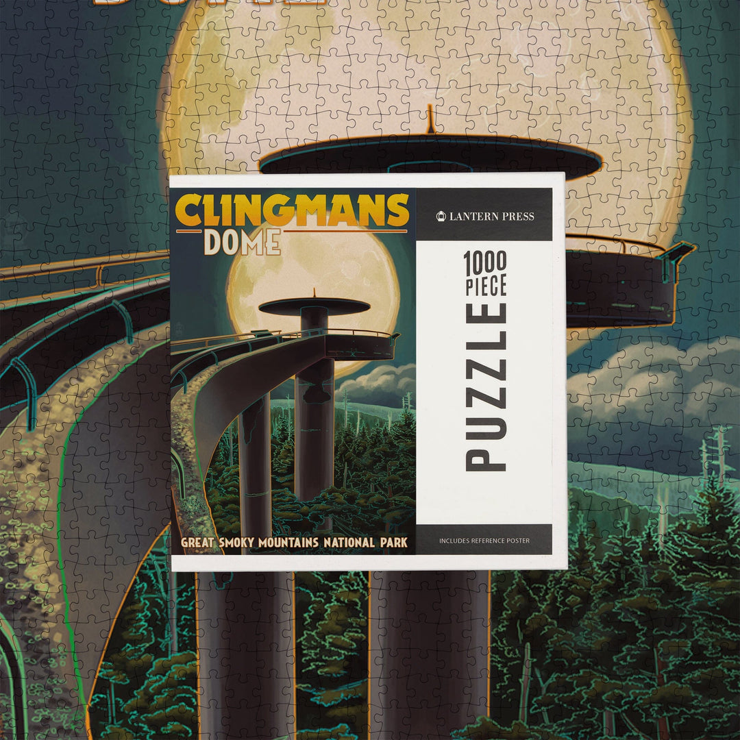Great Smoky Mountains National Park, Tennessee, Clingmans Dome and Moon, Jigsaw Puzzle Puzzle Lantern Press 