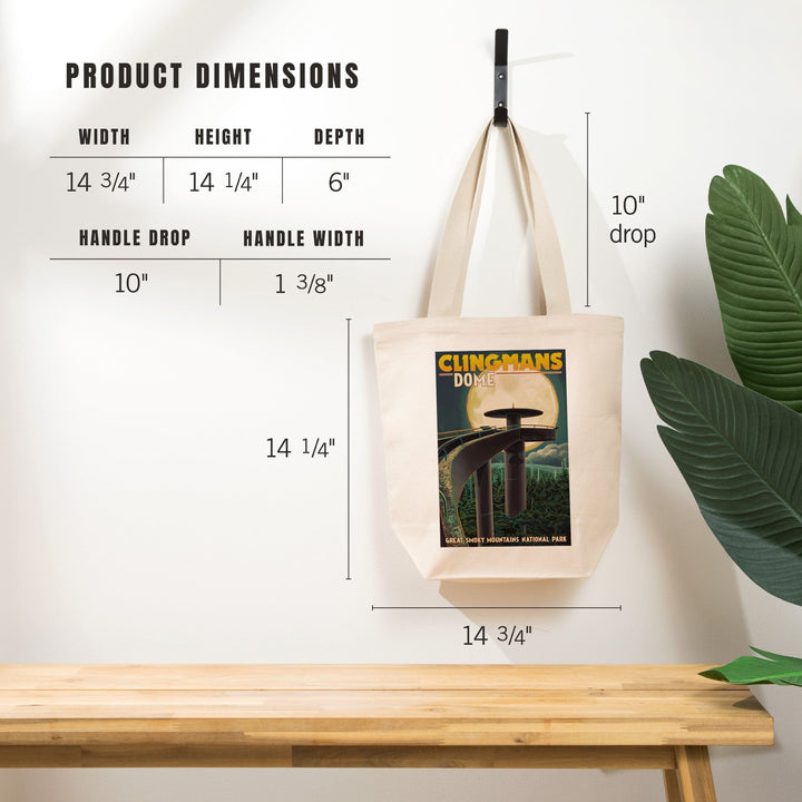 Great Smoky Mountains National Park, Tennessee, Clingmans Dome and Moon, Tote Bag Totes Lantern Press 