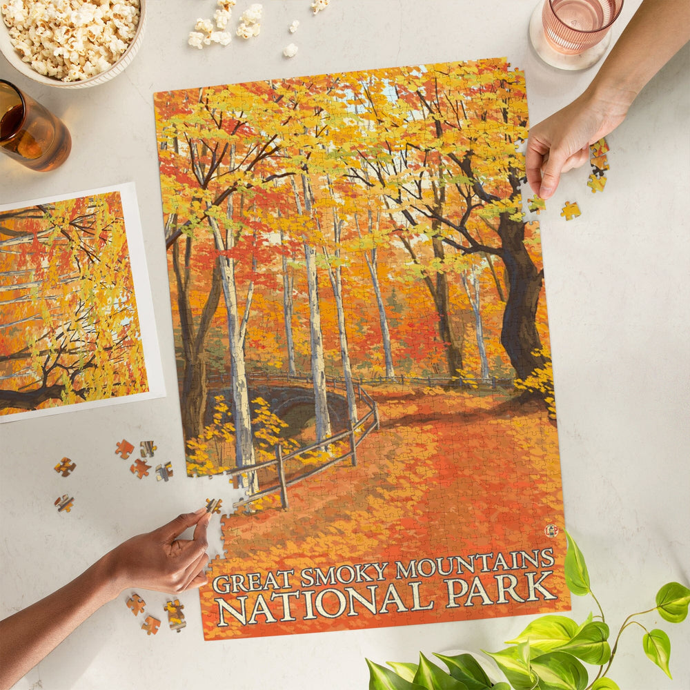 Great Smoky Mountains National Park, Tennessee, Fall Colors, Jigsaw Puzzle Puzzle Lantern Press 