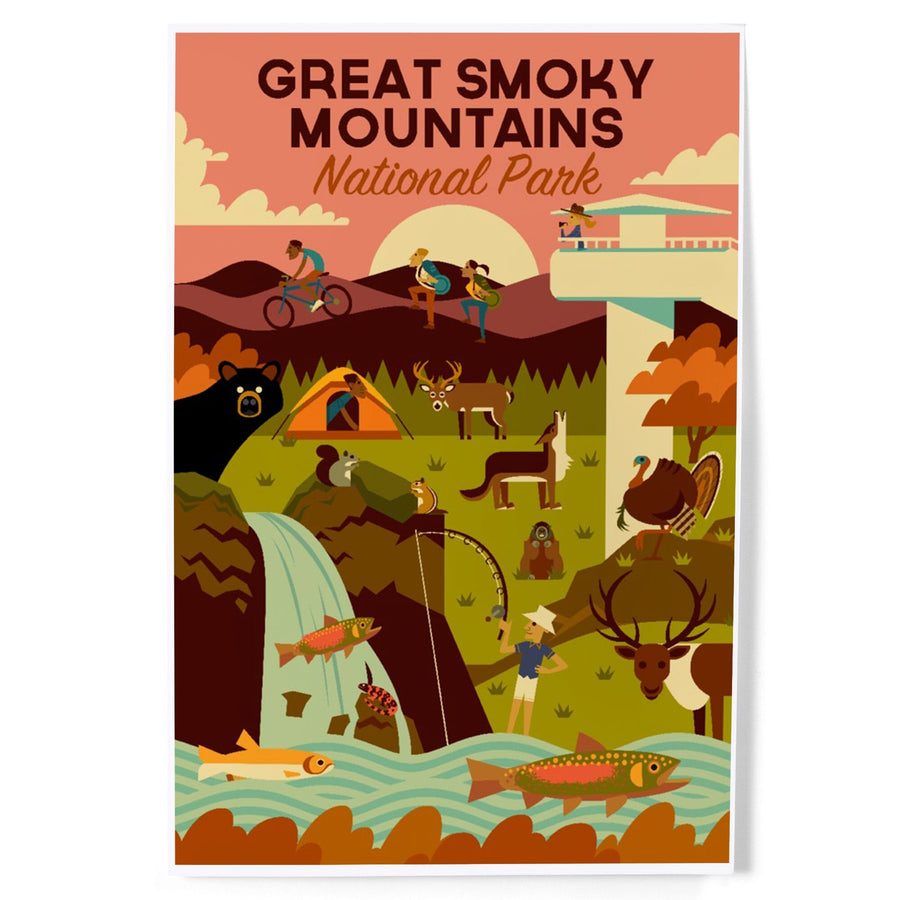 Great Smoky Mountains National Park, Tennessee, Geometric National Park Series, Art & Giclee Prints Art Lantern Press 